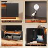 imageWLIVE TV Stand with LED Lights ampamp Large Storage Cabinet Modern Entertainment Center for 32435055 Inchs TVs Sturdy Media Console for Living Room BedroomGamingBlackBlack
