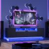 imageWLIVE TV Stand with LED Lights ampamp Large Storage Cabinet Modern Entertainment Center for 32435055 Inchs TVs Sturdy Media Console for Living Room BedroomGamingBlackBlack