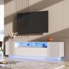 imageWLIVE TV Stand with LED Lights ampamp Large Storage Cabinet Modern Entertainment Center for 32435055 Inchs TVs Sturdy Media Console for Living Room BedroomGamingBlackWhite
