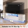 imageWLIVE TV Stand with LED Lights ampamp Large Storage Cabinet Modern Entertainment Center for 32435055 Inchs TVs Sturdy Media Console for Living Room BedroomGamingBlackWhite