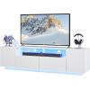 imageWLIVE TV Stand with LED Lights ampamp Large Storage Cabinet Modern Entertainment Center for 32435055 Inchs TVs Sturdy Media Console for Living Room BedroomGamingBlackWhite