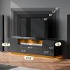 imageWLIVE TV Stand with LED Lights ampamp Large Storage Cabinet Modern Entertainment Center for 32435055 Inchs TVs Sturdy Media Console for Living Room BedroomGamingBlackBlack