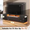 imageWLIVE TV Stand with LED Lights ampamp Large Storage Cabinet Modern Entertainment Center for 32435055 Inchs TVs Sturdy Media Console for Living Room BedroomGamingBlackBlack