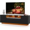 imageWLIVE TV Stand with LED Lights ampamp Large Storage Cabinet Modern Entertainment Center for 32435055 Inchs TVs Sturdy Media Console for Living Room BedroomGamingBlackBlack