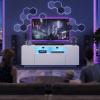 imageWLIVE TV Stand with LED Lights ampamp Large Storage Cabinet Modern Entertainment Center for 32435055 Inchs TVs Sturdy Media Console for Living Room BedroomGamingBlackWhite