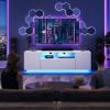 imageWLIVE TV Stand with LED Lights ampamp Large Storage Cabinet Modern Entertainment Center for 32435055 Inchs TVs Sturdy Media Console for Living Room BedroomGamingBlackWhite