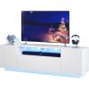 imageWLIVE TV Stand with LED Lights ampamp Large Storage Cabinet Modern Entertainment Center for 32435055 Inchs TVs Sturdy Media Console for Living Room BedroomGamingBlackWhite