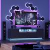 imageWLIVE TV Stand with LED Lights ampamp Large Storage Cabinet Modern Entertainment Center for 32435055 Inchs TVs Sturdy Media Console for Living Room BedroomGamingBlackBlack