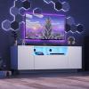 imageWLIVE TV Stand with LED Lights ampamp Large Storage Cabinet Modern Entertainment Center for 32435055 Inchs TVs Sturdy Media Console for Living Room BedroomGamingBlackWhite