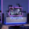 imageWLIVE TV Stand with LED Lights ampamp Large Storage Cabinet Modern Entertainment Center for 32435055 Inchs TVs Sturdy Media Console for Living Room BedroomGamingBlackWhite