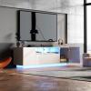 imageWLIVE TV Stand with LED Lights ampamp Large Storage Cabinet Modern Entertainment Center for 32435055 Inchs TVs Sturdy Media Console for Living Room BedroomGamingBlackWhite
