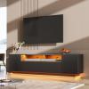 imageWLIVE TV Stand with LED Lights ampamp Large Storage Cabinet Modern Entertainment Center for 32435055 Inchs TVs Sturdy Media Console for Living Room BedroomGamingBlackBlack