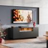 imageWLIVE TV Stand with LED Lights ampamp Large Storage Cabinet Modern Entertainment Center for 32435055 Inchs TVs Sturdy Media Console for Living Room BedroomGamingBlackBlack