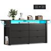 imageWLIVE Tall Dresser for Bedroom Wood Chest of Drawers with Mental Handles Black Bedroom Dresser with 5 Drawers Modern Minimalist Closet Store Organizer for Living Room HallwayBlack
