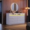 imageWLIVE Tall Dresser for Bedroom Wood Chest of Drawers with Mental Handles Black Bedroom Dresser with 5 Drawers Modern Minimalist Closet Store Organizer for Living Room HallwayWhite