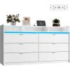 imageWLIVE Tall Dresser for Bedroom Wood Chest of Drawers with Mental Handles Black Bedroom Dresser with 5 Drawers Modern Minimalist Closet Store Organizer for Living Room HallwayWhite