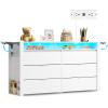 imageWLIVE Tall Dresser for Bedroom Wood Chest of Drawers with Mental Handles Black Bedroom Dresser with 5 Drawers Modern Minimalist Closet Store Organizer for Living Room HallwayWhite