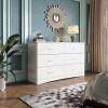 imageWLIVE Tall Dresser for Bedroom Wood Chest of Drawers with Mental Handles Black Bedroom Dresser with 5 Drawers Modern Minimalist Closet Store Organizer for Living Room HallwayWhite