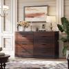 imageWLIVE Tall Dresser for Bedroom Wood Chest of Drawers with Mental Handles Black Bedroom Dresser with 5 Drawers Modern Minimalist Closet Store Organizer for Living Room HallwayBrown