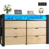 imageWLIVE Tall Dresser for Bedroom Wood Chest of Drawers with Mental Handles Black Bedroom Dresser with 5 Drawers Modern Minimalist Closet Store Organizer for Living Room HallwayLight Oak