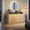 imageWLIVE Tall Dresser for Bedroom Wood Chest of Drawers with Mental Handles Black Bedroom Dresser with 5 Drawers Modern Minimalist Closet Store Organizer for Living Room HallwayLight Oak