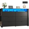 imageWLIVE Tall Dresser for Bedroom Wood Chest of Drawers with Mental Handles Black Bedroom Dresser with 5 Drawers Modern Minimalist Closet Store Organizer for Living Room HallwayBlack