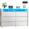 imageWLIVE Tall Dresser for Bedroom Wood Chest of Drawers with Mental Handles Black Bedroom Dresser with 5 Drawers Modern Minimalist Closet Store Organizer for Living Room HallwayWhite