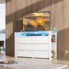 imageWLIVE Tall Dresser for Bedroom Wood Chest of Drawers with Mental Handles Black Bedroom Dresser with 5 Drawers Modern Minimalist Closet Store Organizer for Living Room HallwayWhite
