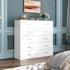 imageWLIVE Tall Dresser for Bedroom Wood Chest of Drawers with Mental Handles Black Bedroom Dresser with 5 Drawers Modern Minimalist Closet Store Organizer for Living Room HallwayWhite