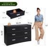 imageWLIVE Tall Dresser for Bedroom Wood Chest of Drawers with Mental Handles Black Bedroom Dresser with 5 Drawers Modern Minimalist Closet Store Organizer for Living Room HallwayBlack