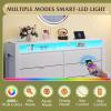 imageWLIVE Tall Dresser for Bedroom Wood Chest of Drawers with Mental Handles Black Bedroom Dresser with 5 Drawers Modern Minimalist Closet Store Organizer for Living Room HallwayWhite
