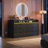 imageWLIVE Tall Dresser for Bedroom Wood Chest of Drawers with Mental Handles Black Bedroom Dresser with 5 Drawers Modern Minimalist Closet Store Organizer for Living Room HallwayBlack