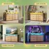 imageWLIVE Tall Dresser for Bedroom Wood Chest of Drawers with Mental Handles Black Bedroom Dresser with 5 Drawers Modern Minimalist Closet Store Organizer for Living Room HallwayLight Oak
