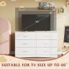 imageWLIVE Tall Dresser for Bedroom Wood Chest of Drawers with Mental Handles Black Bedroom Dresser with 5 Drawers Modern Minimalist Closet Store Organizer for Living Room HallwayWhite