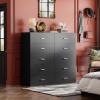 imageWLIVE Tall Dresser for Bedroom Wood Chest of Drawers with Mental Handles Black Bedroom Dresser with 5 Drawers Modern Minimalist Closet Store Organizer for Living Room HallwayBlack