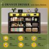 imageWLIVE Tall Dresser for Bedroom Wood Chest of Drawers with Mental Handles Black Bedroom Dresser with 5 Drawers Modern Minimalist Closet Store Organizer for Living Room HallwayBlack