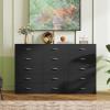 imageWLIVE Tall Dresser for Bedroom Wood Chest of Drawers with Mental Handles Black Bedroom Dresser with 5 Drawers Modern Minimalist Closet Store Organizer for Living Room HallwayBlack