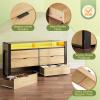 imageWLIVE Tall Dresser for Bedroom Wood Chest of Drawers with Mental Handles Black Bedroom Dresser with 5 Drawers Modern Minimalist Closet Store Organizer for Living Room HallwayLight Oak