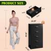 imageWLIVE Tall Dresser for Bedroom Wood Chest of Drawers with Mental Handles Black Bedroom Dresser with 5 Drawers Modern Minimalist Closet Store Organizer for Living Room HallwayBlack