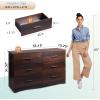 imageWLIVE Tall Dresser for Bedroom Wood Chest of Drawers with Mental Handles Black Bedroom Dresser with 5 Drawers Modern Minimalist Closet Store Organizer for Living Room HallwayBrown