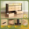 imageWLIVE Tall Dresser for Bedroom Wood Chest of Drawers with Mental Handles Black Bedroom Dresser with 5 Drawers Modern Minimalist Closet Store Organizer for Living Room HallwayLight Oak