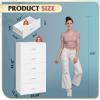 imageWLIVE Tall Dresser for Bedroom Wood Chest of Drawers with Mental Handles Black Bedroom Dresser with 5 Drawers Modern Minimalist Closet Store Organizer for Living Room HallwayWhite