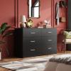 imageWLIVE Tall Dresser for Bedroom Wood Chest of Drawers with Mental Handles Black Bedroom Dresser with 5 Drawers Modern Minimalist Closet Store Organizer for Living Room HallwayBlack