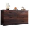 imageWLIVE Tall Dresser for Bedroom Wood Chest of Drawers with Mental Handles Black Bedroom Dresser with 5 Drawers Modern Minimalist Closet Store Organizer for Living Room HallwayBrown