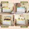 imageWLIVE Tall Dresser for Bedroom Wood Chest of Drawers with Mental Handles Black Bedroom Dresser with 5 Drawers Modern Minimalist Closet Store Organizer for Living Room HallwayWhite