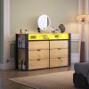 imageWLIVE Tall Dresser for Bedroom Wood Chest of Drawers with Mental Handles Black Bedroom Dresser with 5 Drawers Modern Minimalist Closet Store Organizer for Living Room HallwayLight Oak