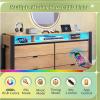 imageWLIVE Tall Dresser for Bedroom Wood Chest of Drawers with Mental Handles Black Bedroom Dresser with 5 Drawers Modern Minimalist Closet Store Organizer for Living Room HallwayLight Oak