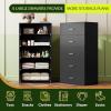 imageWLIVE Tall Dresser for Bedroom Wood Chest of Drawers with Mental Handles Black Bedroom Dresser with 5 Drawers Modern Minimalist Closet Store Organizer for Living Room HallwayBlack