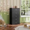 imageWLIVE Tall Dresser for Bedroom Wood Chest of Drawers with Mental Handles Black Bedroom Dresser with 5 Drawers Modern Minimalist Closet Store Organizer for Living Room HallwayBlack