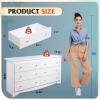 imageWLIVE White Dresser with 6 Drawer 59Wide Modern Chest of Drawers for Bedroom Wood Large Storage Tower Unit Closet Store Organizer for Living Room Hallway
